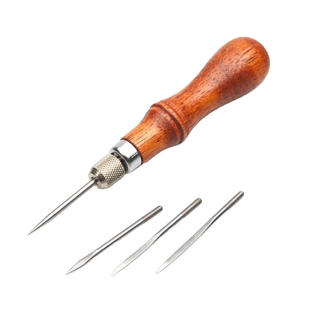 OWDEN Wooden Handle 4 In 1 Leather Awl Tool Stitching Awl tools – OWDEN  CRAFT