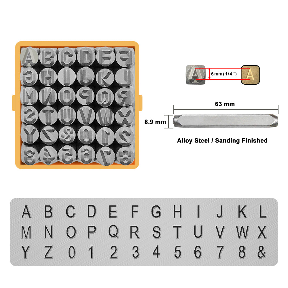 36Pcs Chiffres et Lettres Timbres (6 mm 1/4'')