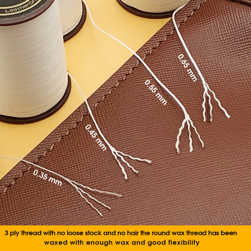 OWDEN 25 pcs Leather Round Waxed Thread Set, 0.35mm, 0.45, 0.55
