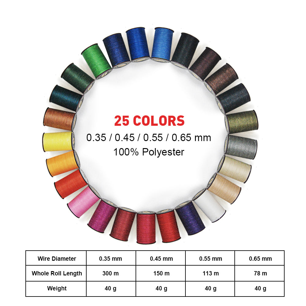 OWDEN 25 Colors Leather Round Waxed Thread, 0.35mm-0.65mm Leather Stitching  & Lacing Thread, Sewing Machine – OWDEN CRAFT