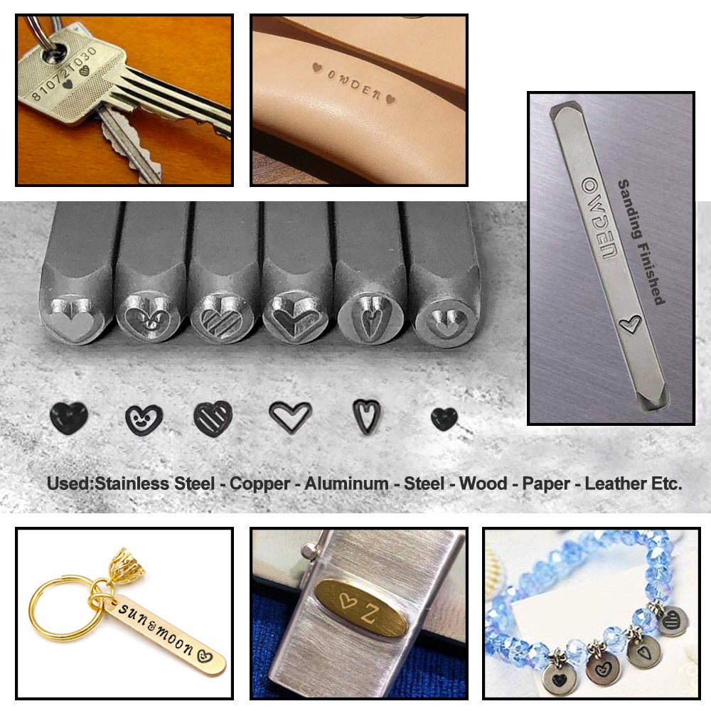 6pcs Heart Metal Stamping Set