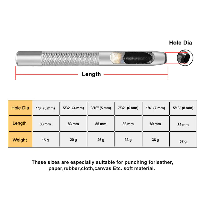 Silver Hole Punches 1-28mm