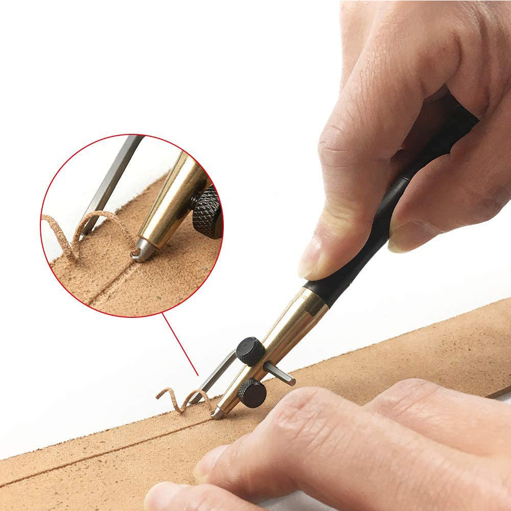 Leather Groover Tool,Knoweasy 7 in 1 Pro Stitching Groover and Creasin -  knoweasy