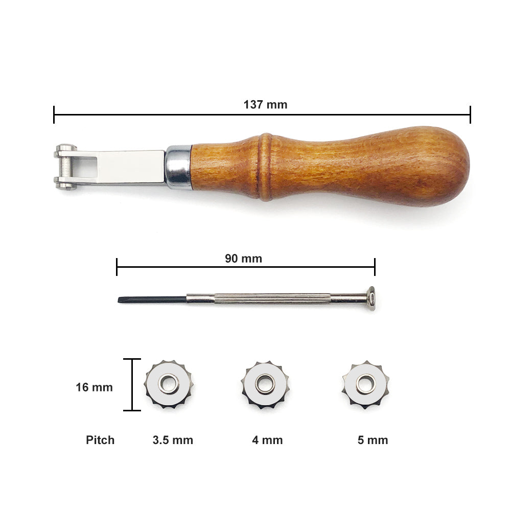 Roue de traçage de poinçonnage en cuir (roue d'espacement à tige droite)