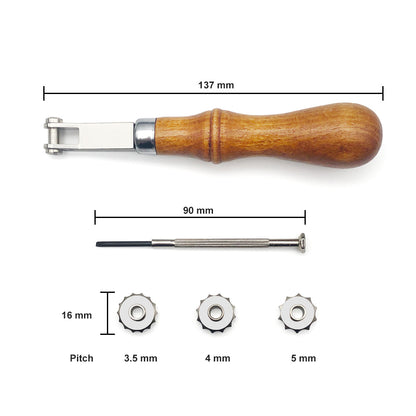 Roue de traçage de poinçonnage en cuir (roue d'espacement à tige droite)