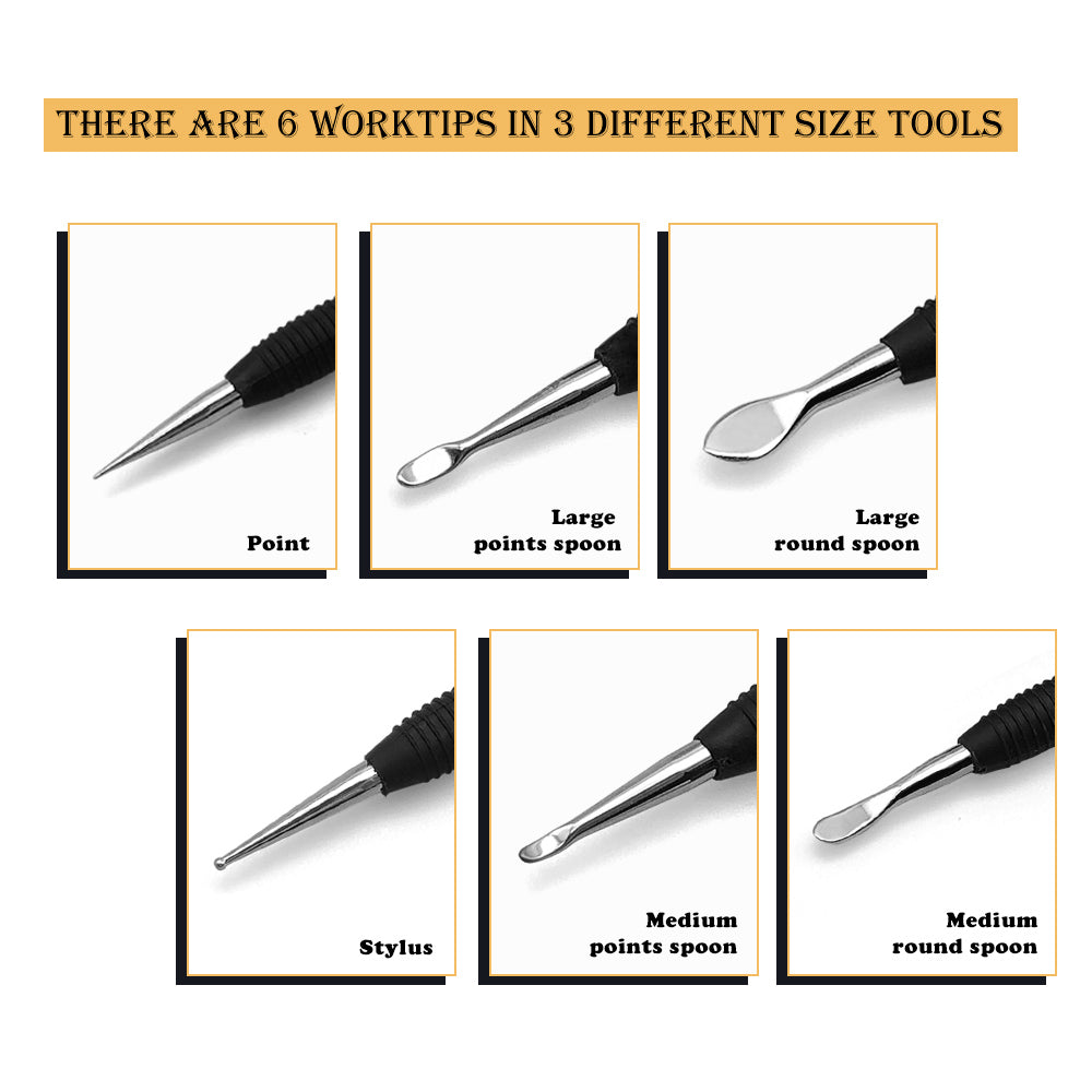 OWDEN 3Pcs Leather Modeling Carving Tool Spoon Balls Embossing Carving  Leather Craf Tool Point Stylus – OWDEN CRAFT