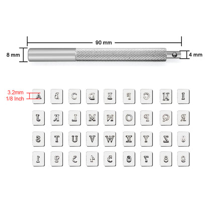 Zahlen- und Alphabet-Stempelset 1/8" (3,2 mm)