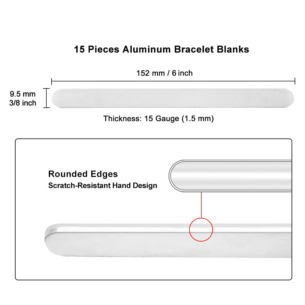 15Pcs Bracelet Stamping Blanks 3/8"