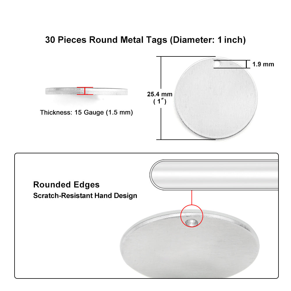 30Pcs Circle w/ Hole, 1"- Stamping Blanks