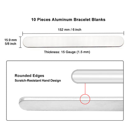 10Pcs Bracelet Stamping Blanks 5/8“