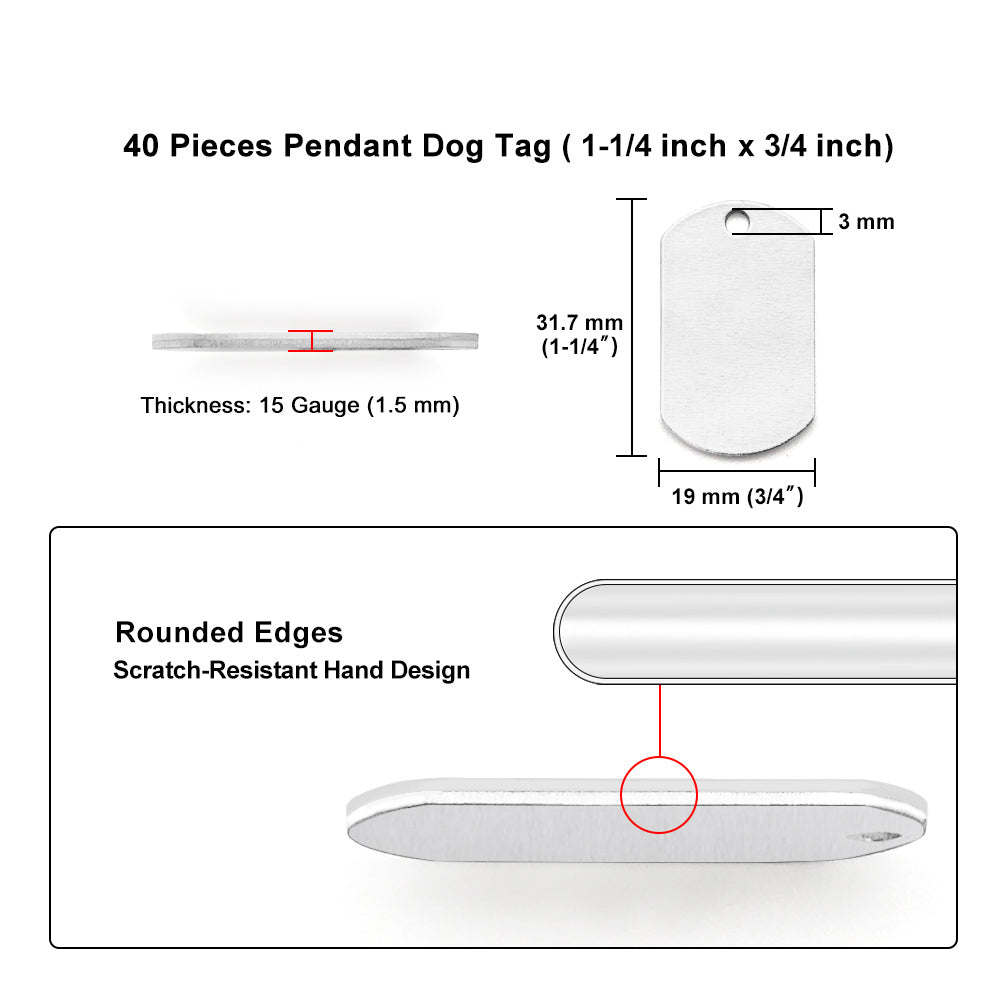 40Pcs Dog Tag, 1 1/4"- Stamping Blanks