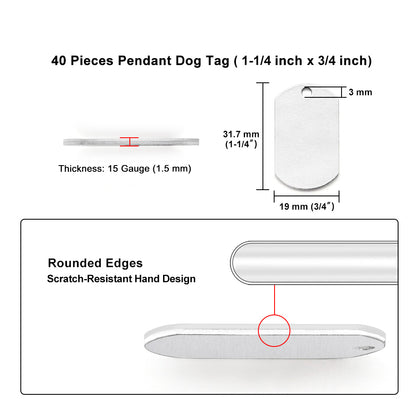 40Pcs Dog Tag, 1 1/4"- Stamping Blanks