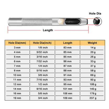 Silver Hole Punches 1-28mm