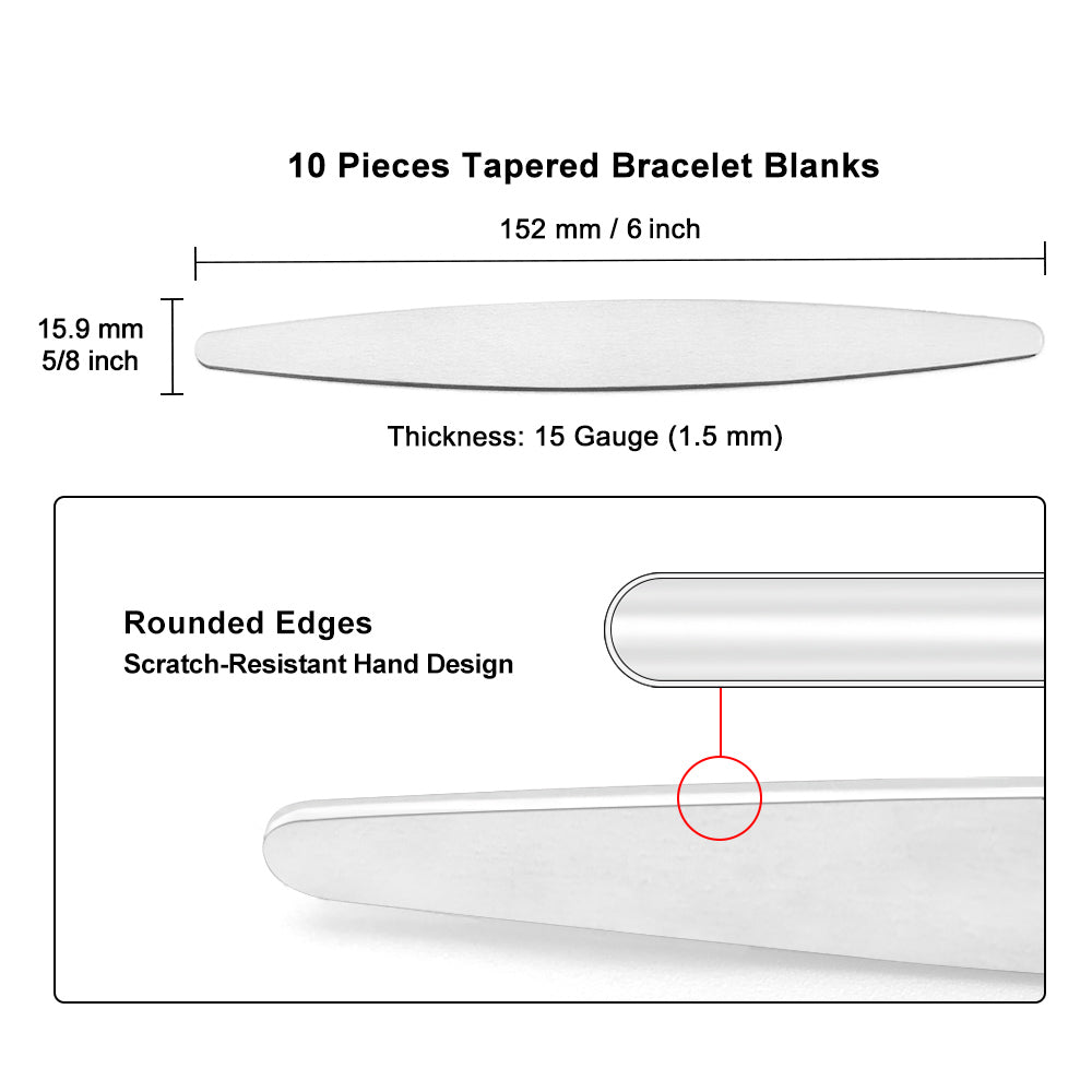 10Pcs Tapered Bracelet Stamping Blanks 5/8"
